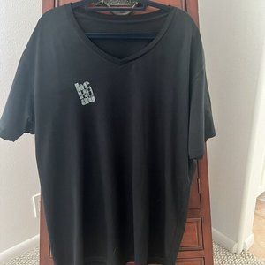 Hehiau Men's T-shirt 2XL 100% Polyester Black V Neck 100% Cotton Made in USA